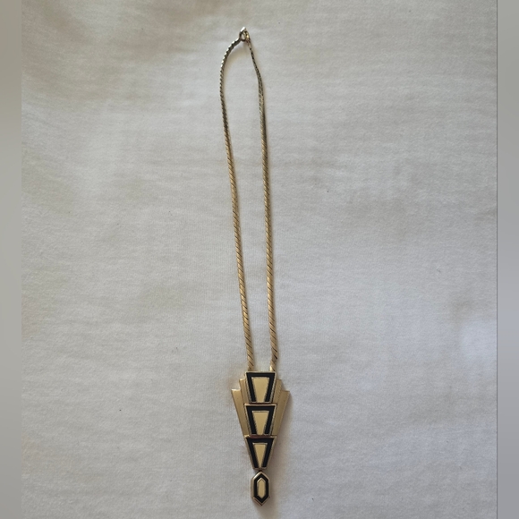 Dior Gold and Black Geometric Necklace - Picture 1 of 6